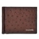 Cartera Sencilla Para Caballero Cuadra En Piel Genuina De Avestruz Tabaco B3042A1