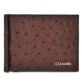 Cartera Sencilla Para Caballero Cuadra En Piel Genuina De Avestruz Tabaco B3042A1