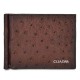 Cartera Sencilla Para Caballero Cuadra En Piel Genuina De Avestruz Tabaco B3042A1